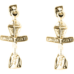 Yellow Gold-plated Silver 26mm Bourbon Street Light Post Earrings