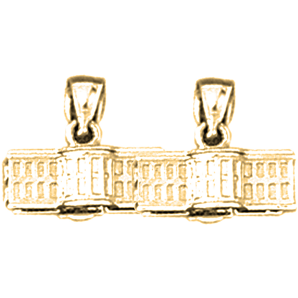 Yellow Gold-plated Silver 11mm White House Earrings