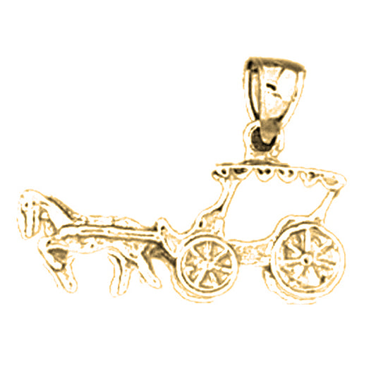 14K or 18K Gold Horse And Chariot Pendant