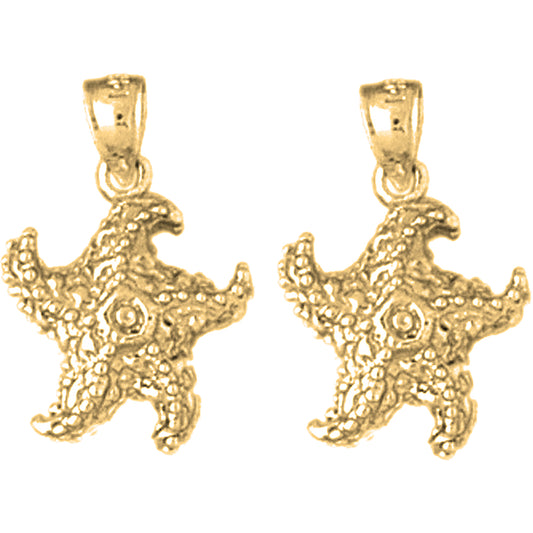 14K or 18K Gold 20mm Starfish Earrings