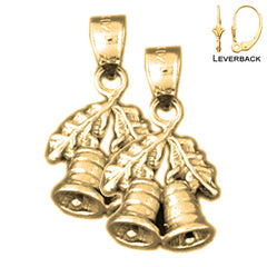 Sterling Silver 21mm 3D Christmas Bell Earrings (White or Yellow Gold Plated)