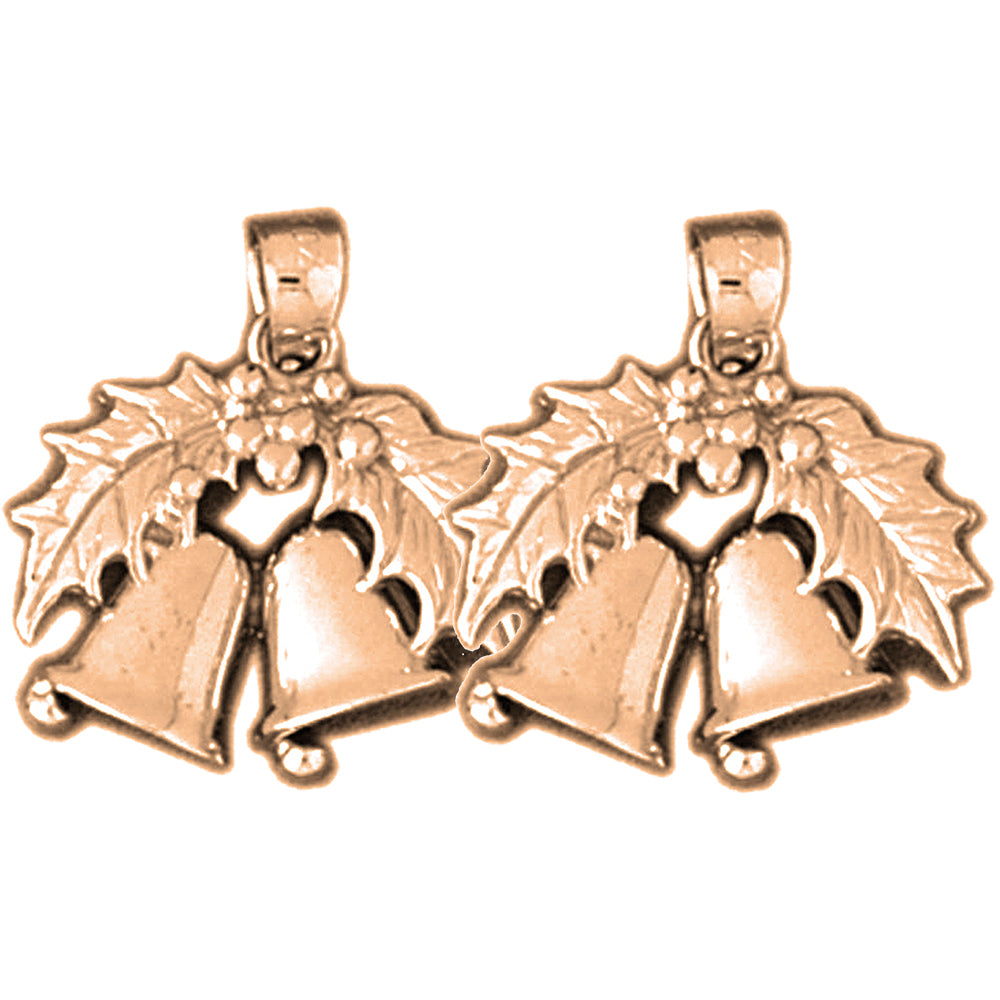 14K or 18K Gold 20mm Christmas Bell Earrings