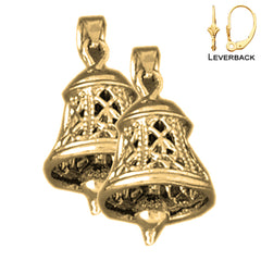 23 mm große 3D-Glockenohrringe aus Sterlingsilber (weiß- oder gelbvergoldet)