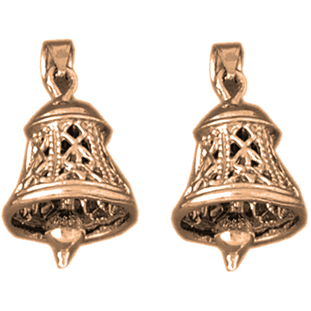 14K or 18K Gold 23mm 3D Bell Earrings