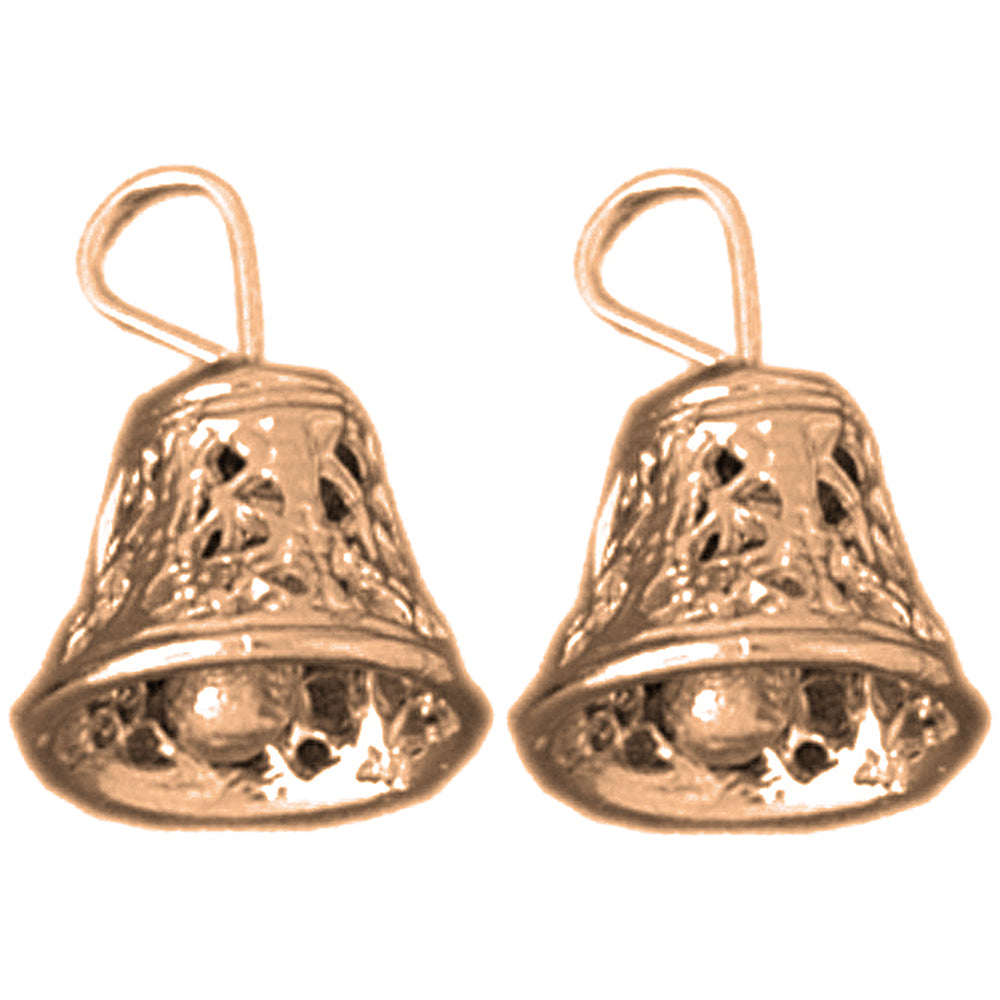 14K or 18K Gold 18mm 3D Bell Earrings