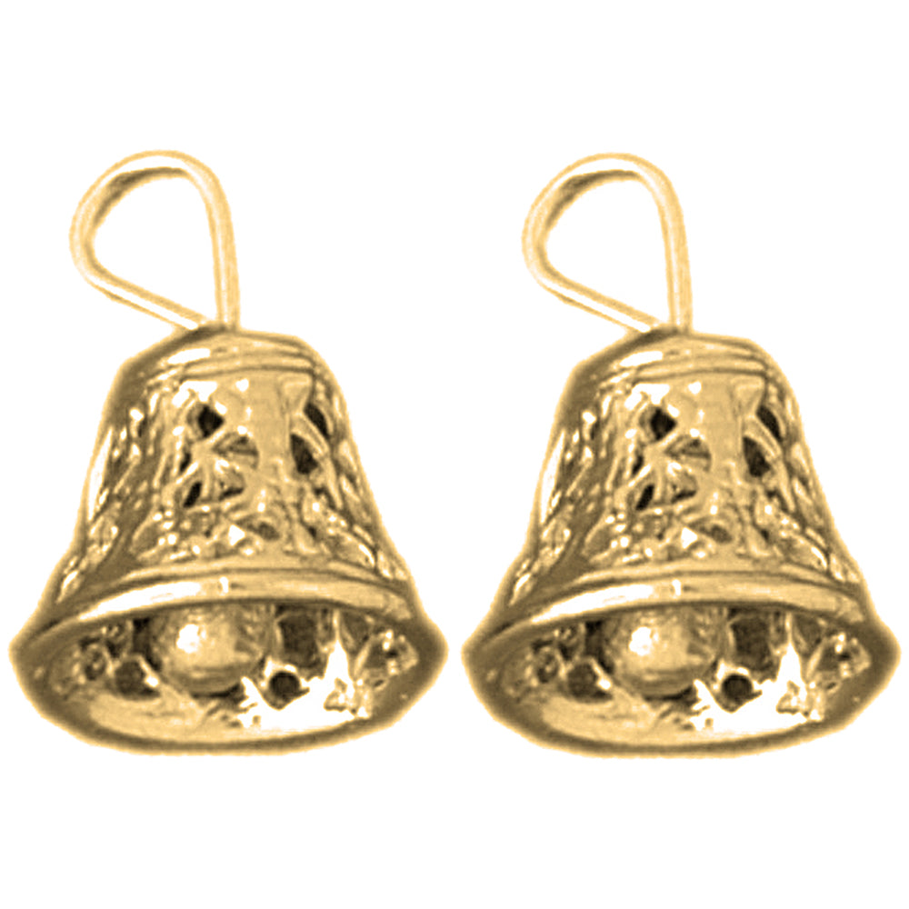 Yellow Gold-plated Silver 18mm 3D Bell Earrings