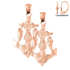 14K or 18K Gold Anchor With Shells Earrings