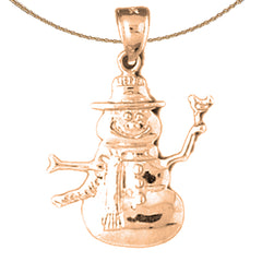 14K or 18K Gold Snowman Pendant