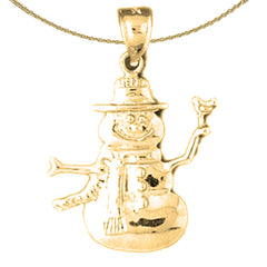 14K or 18K Gold Snowman Pendant