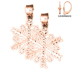 14K or 18K Gold Snowflake Earrings