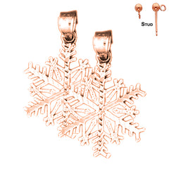 14K or 18K Gold Snowflake Earrings