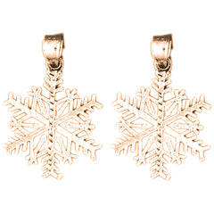 14K or 18K Gold 28mm Snowflake Earrings