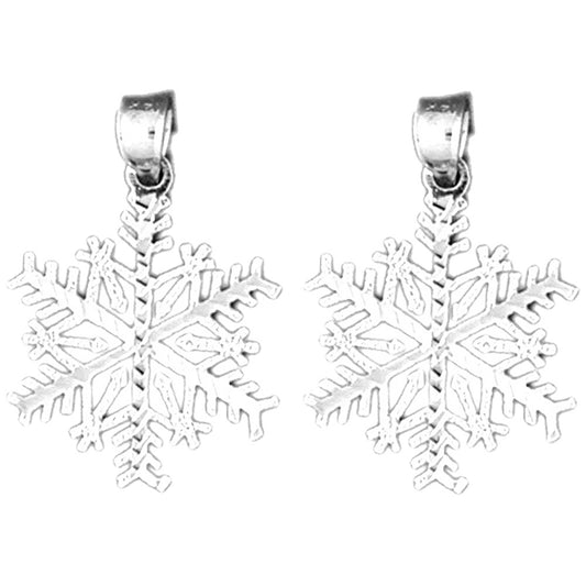 Sterling Silver 28mm Snowflake Earrings