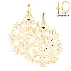 14K or 18K Gold Snowflake Earrings