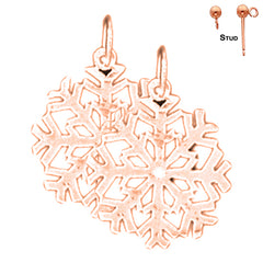 14K or 18K Gold Snowflake Earrings