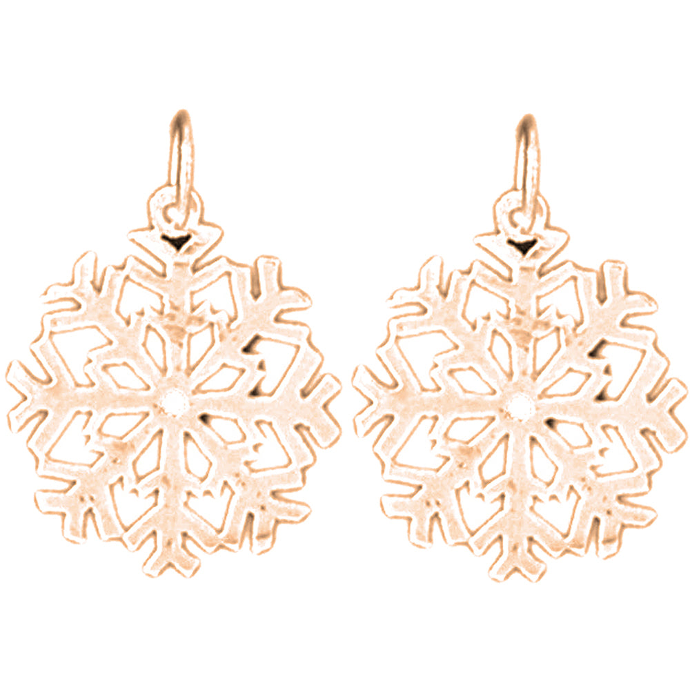 14K or 18K Gold 22mm Snowflake Earrings