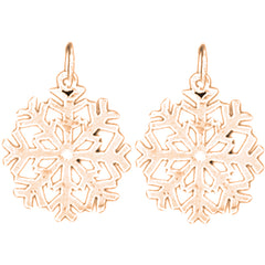 14K or 18K Gold 22mm Snowflake Earrings