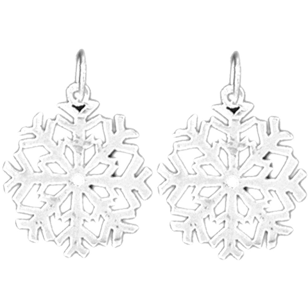 14K or 18K Gold 22mm Snowflake Earrings