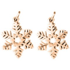 14K or 18K Gold 21mm Snowflake Earrings