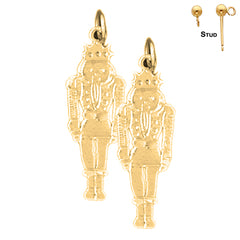 Sterling Silver 30mm Nutcracker Earrings (White or Yellow Gold Plated)
