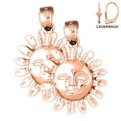14K or 18K Gold Sun Face Earrings