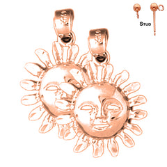 14K or 18K Gold Sun Face Earrings