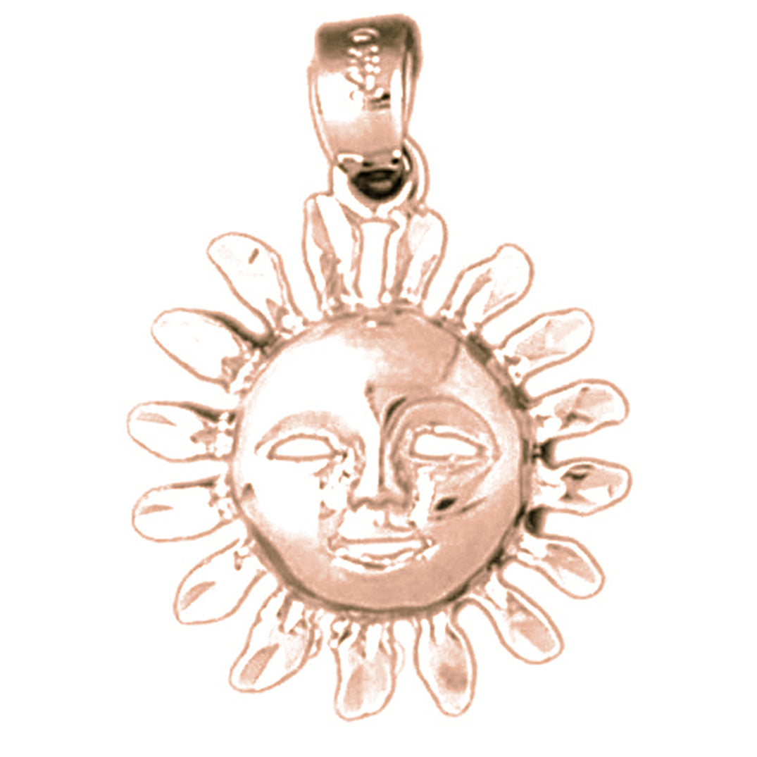 14K or 18K Gold Sun Face Pendant