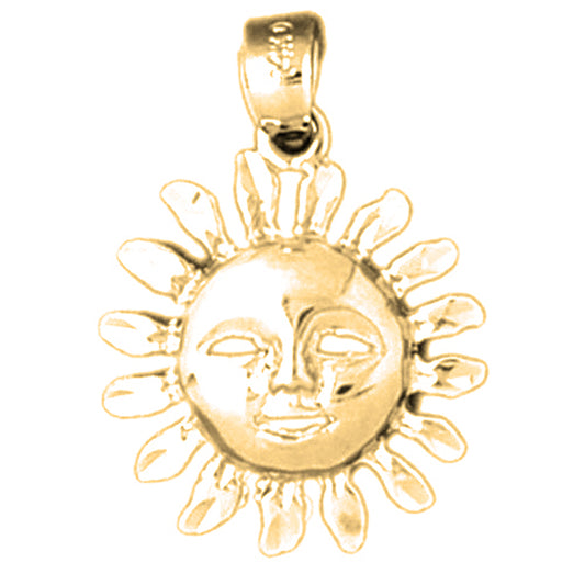 14K or 18K Gold Sun Face Pendant