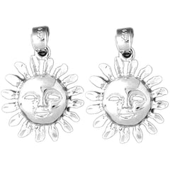 14K or 18K Gold 26mm Sun Face Earrings
