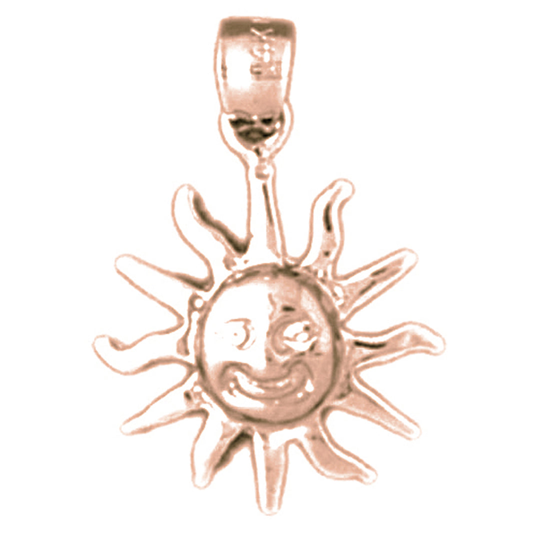 14K or 18K Gold Sun Face Pendant