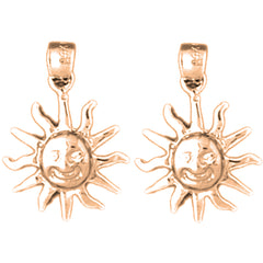 14K or 18K Gold 21mm Sun Face Earrings