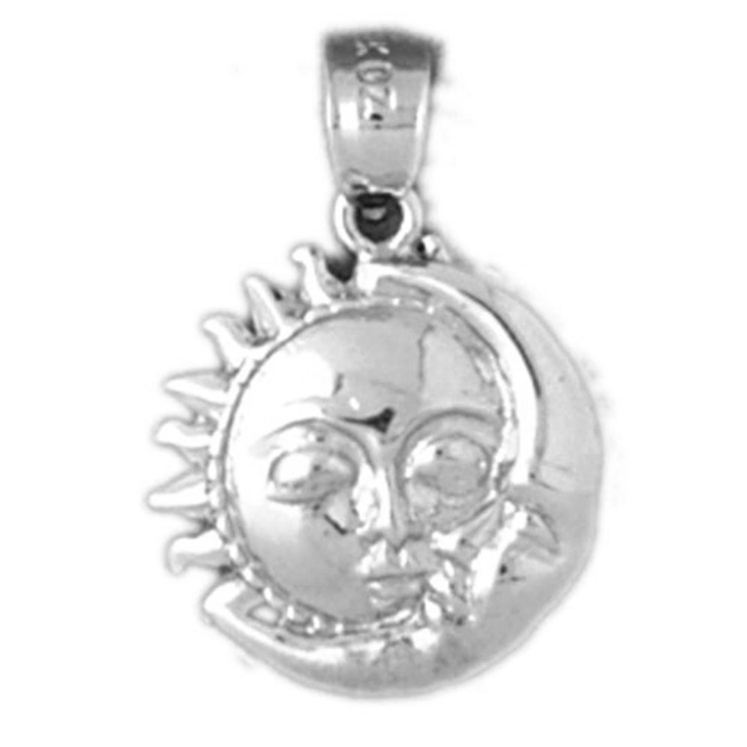 14K or 18K Gold Sun & Moon Face Pendant
