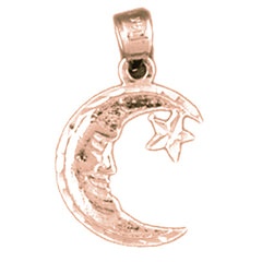 14K or 18K Gold Moon Face Pendant
