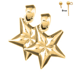 Sterling Silver 22mm Star Earrings (White or Yellow Gold Plated)