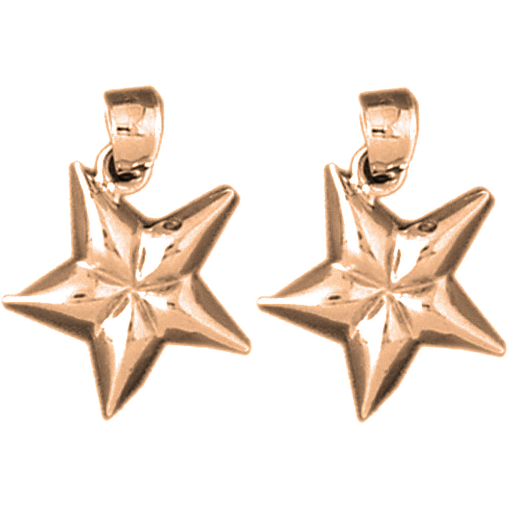 14K or 18K Gold 22mm Star Earrings