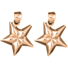 14K or 18K Gold 22mm Star Earrings
