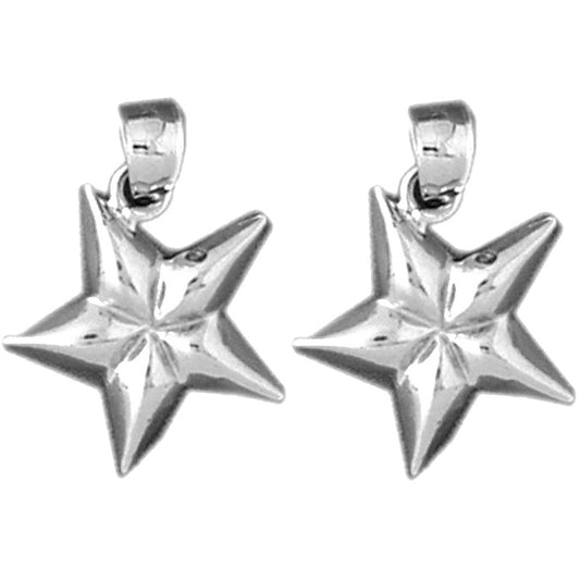 Sterling Silver 22mm Star Earrings