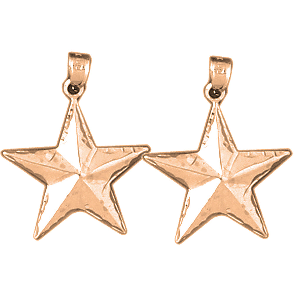 14K or 18K Gold 27mm Star Earrings