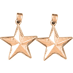 14K or 18K Gold 27mm Star Earrings