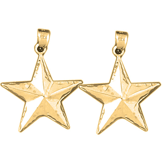 14K or 18K Gold 27mm Star Earrings