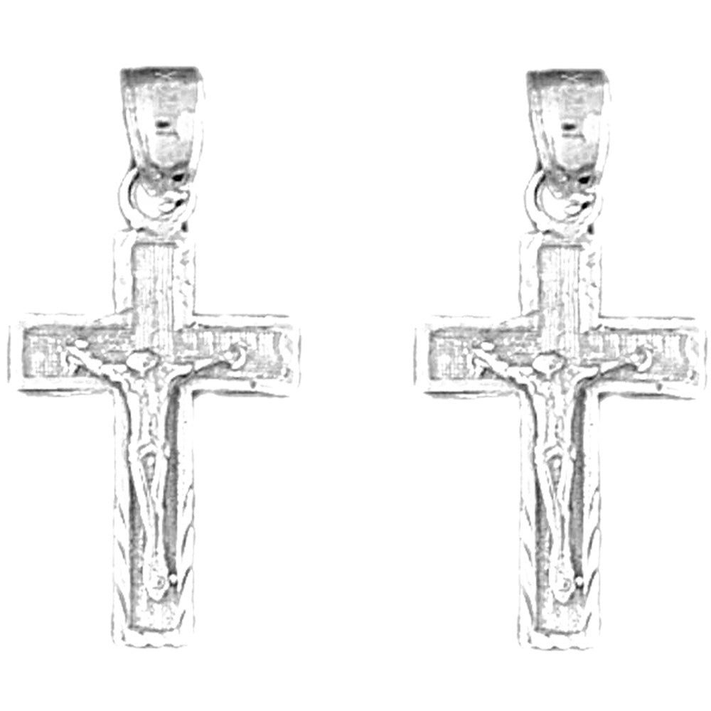 14K or 18K Gold 25mm Latin Crucifix Earrings