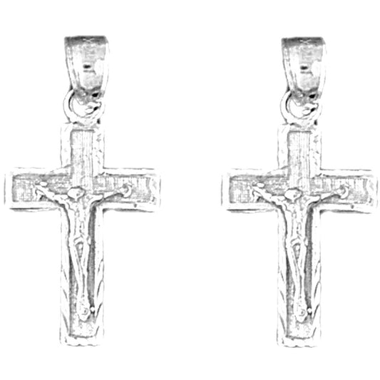 Sterling Silver 25mm Latin Crucifix Earrings
