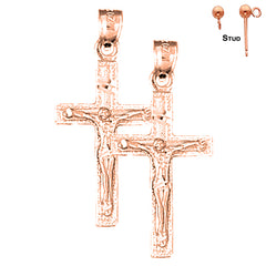 Ohrringe mit lateinischem Kruzifix aus 14 Karat oder 18 Karat Gold
