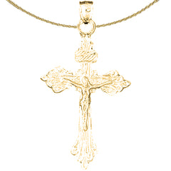 14K or 18K Gold INRI Crucifix Pendant