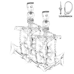 14K or 18K Gold Mariner's Crucifix Earrings