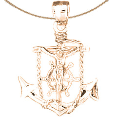 14K oder 18K Gold Mariner Kruzifix Anhänger