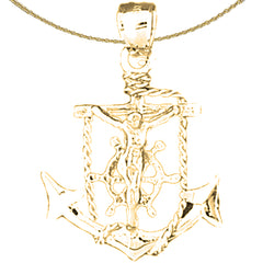 14K oder 18K Gold Mariner Kruzifix Anhänger