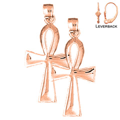14K or 18K Gold Ankh Cross Earrings