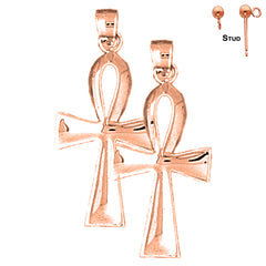 14K or 18K Gold Ankh Cross Earrings