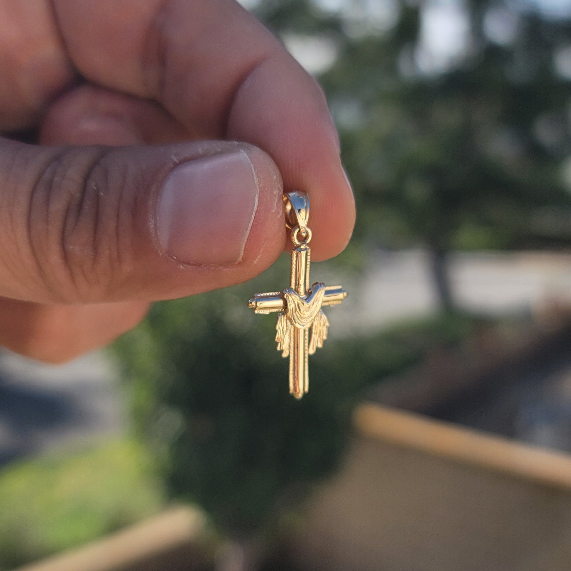 14K or 18K Gold Robed Cross Pendant